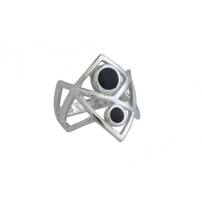Bague argent pierre onyx résine époxy