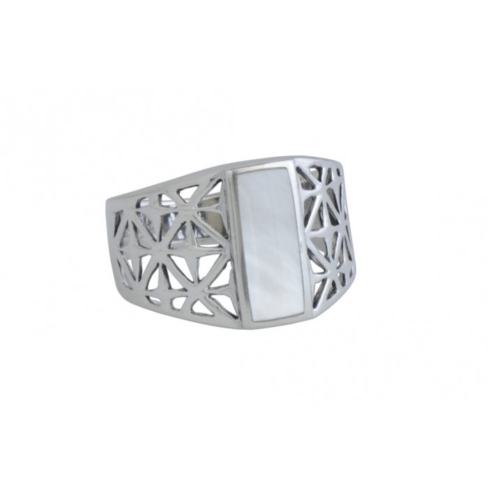 Bague argent pierre nacre résine époxy
