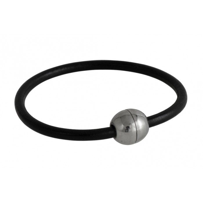 Steel top leather bracelet /3.5mm/magnetic