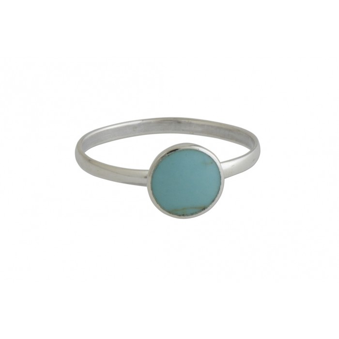 Bague argent pierre/turquoise rond