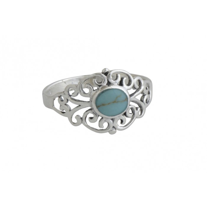Bague argent pierre/turquoise filigrane