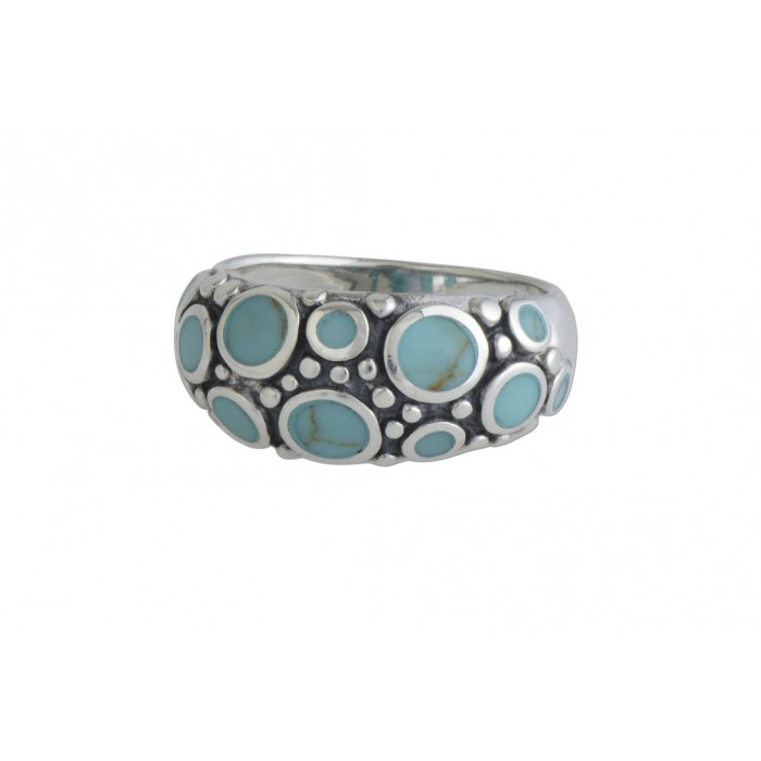 Bague argent pierre/turquoise+résine époxy