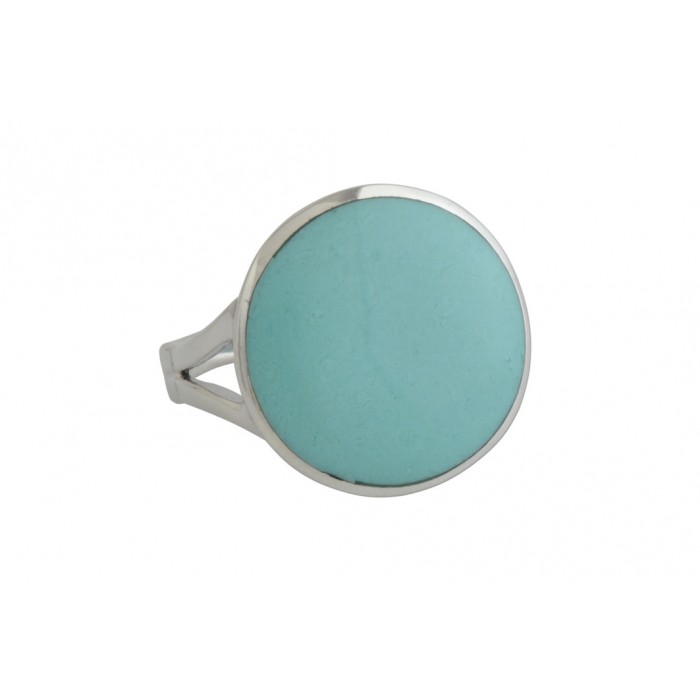 Bague argent pierre/turquoise+résine époxy