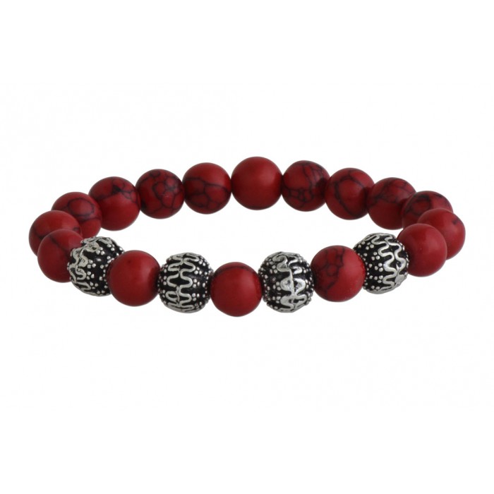 Bracelet argent/corail syn