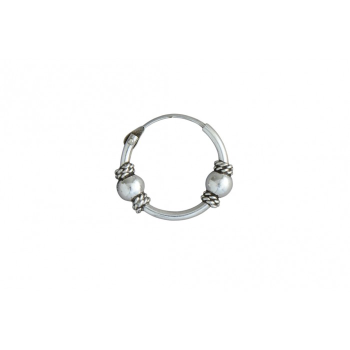Boucle d'oreille argent créole gravée