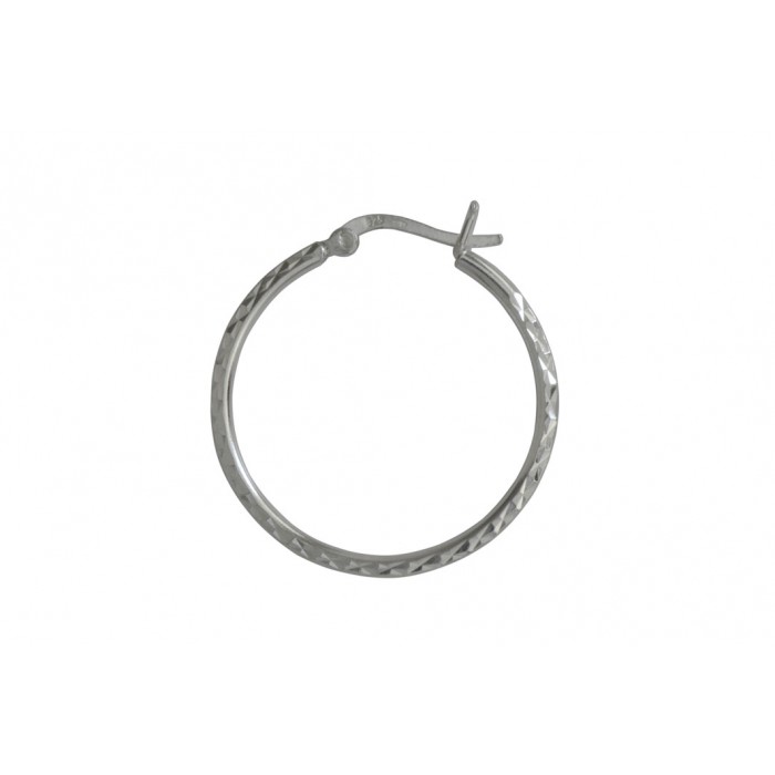 Boucle d'oreille argent/créole carré diamantée