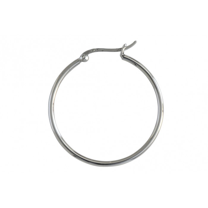 Boucle d'oreille argent/créole lisse cliquet