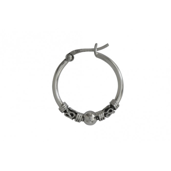 Boucle d'oreille argent/créole gravée cliquet