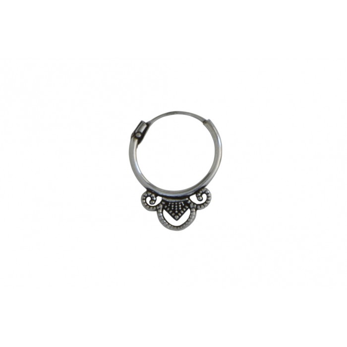 Boucle d'oreille argent/créole gravée