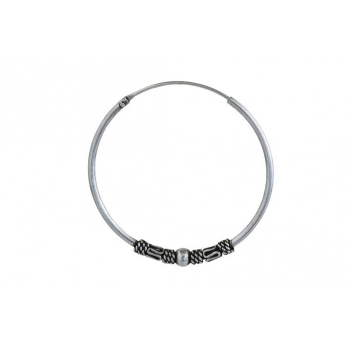 Boucle d'oreille argent créole gravée