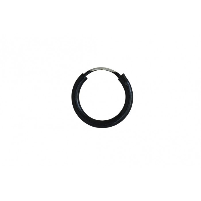 Boucle d'oreille argent/créole lisse noir