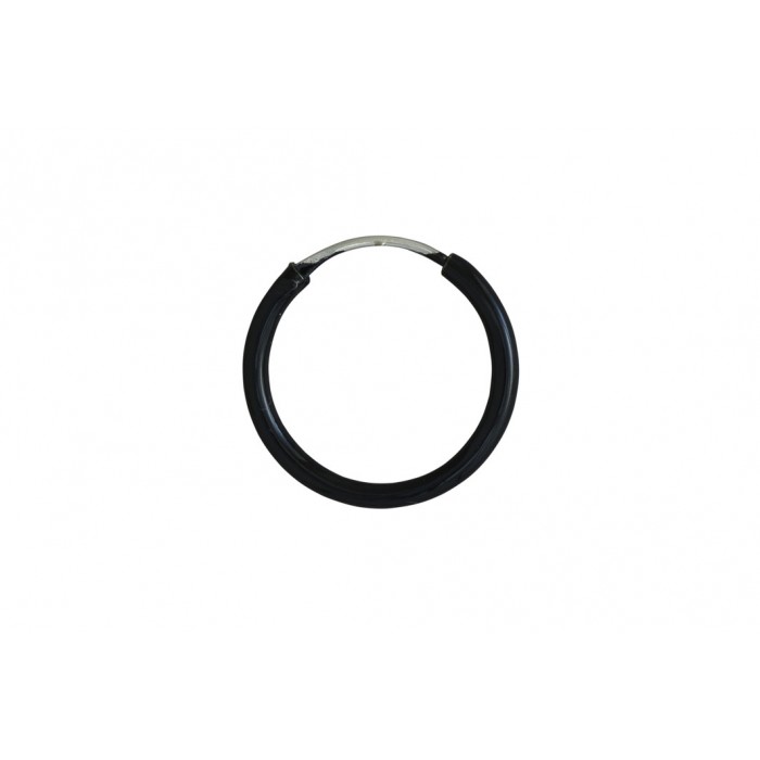 Boucle d'oreille argent/créole lisse noir