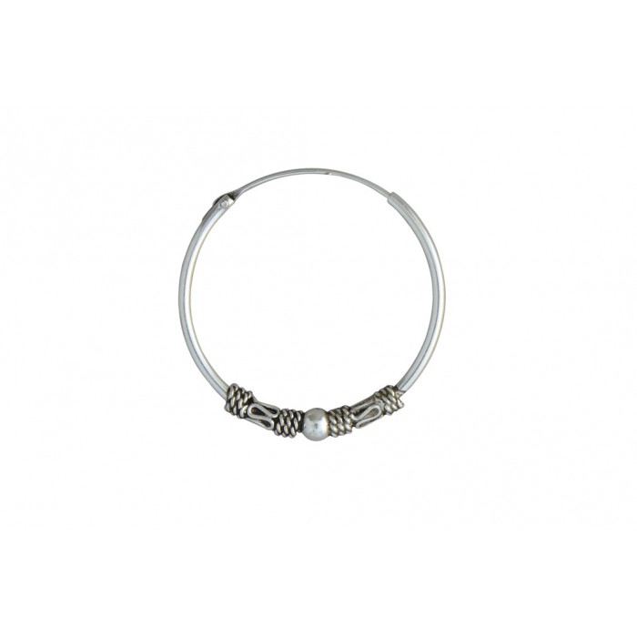 Boucle d'oreille argent/créole gravée
