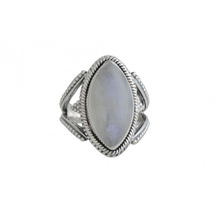 Bague En Argent 925 Massif Avec Pierre De Lune Vraie - 12 Mm, Neuve Sans Emballage