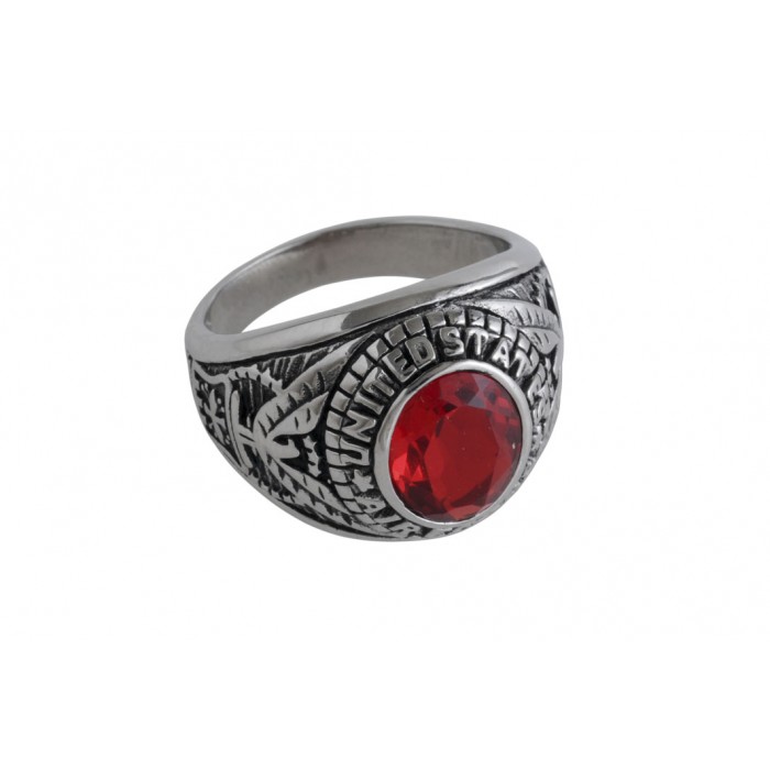Steel ring/Red CZ
