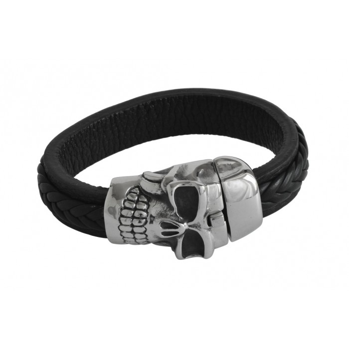 Steel top leather bracelet/cliquet system/15mm