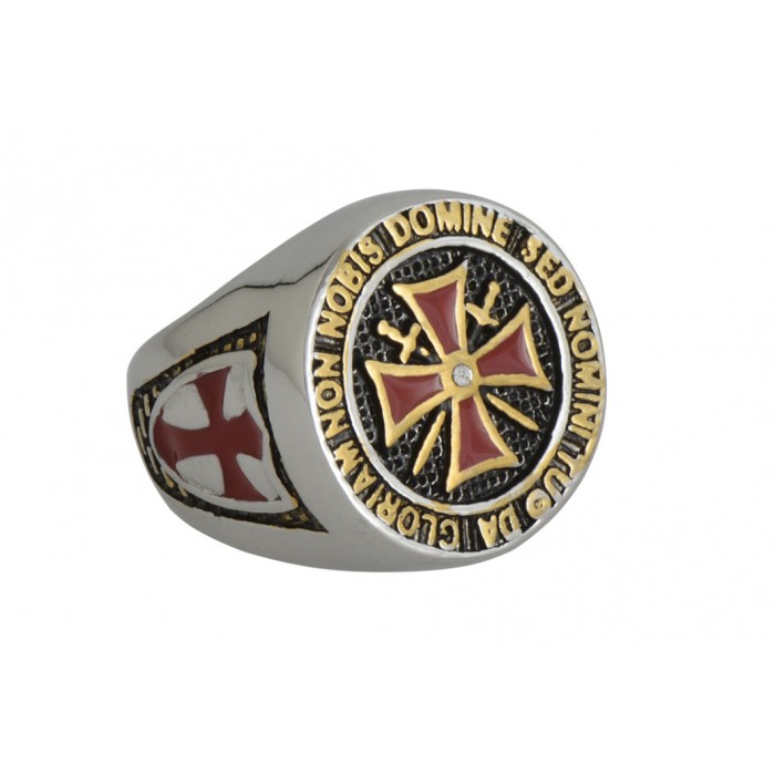 Steel ring/white CZ+red resin+résine époxy