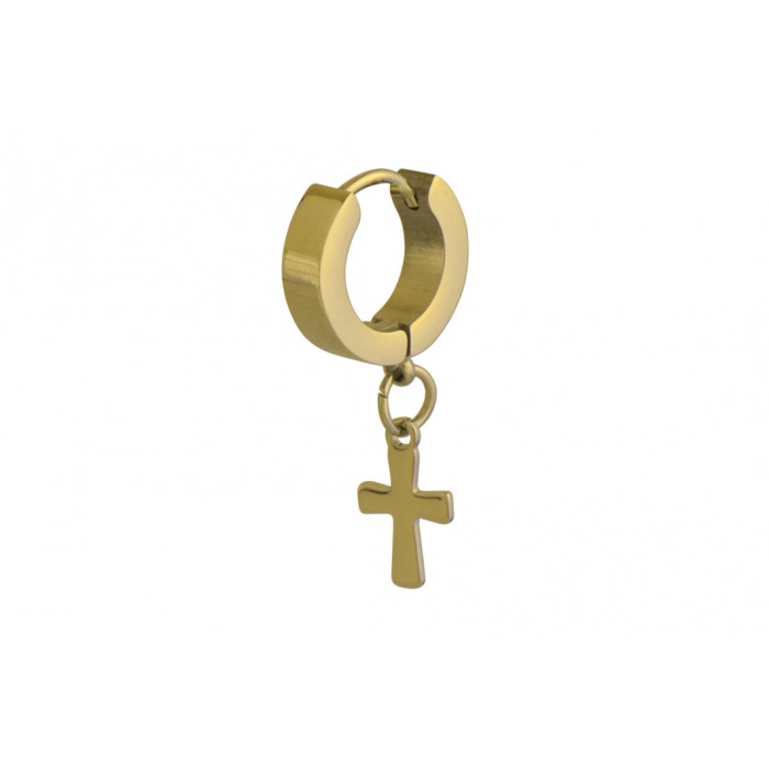 Steel ip golg cross earring