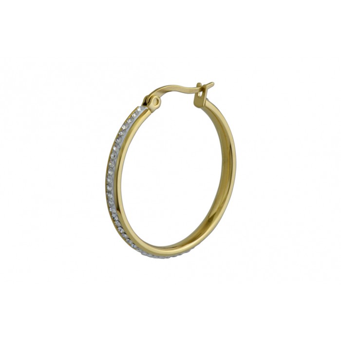 Steel hoop with stone/ip gold/créole cliquet/résine époxy