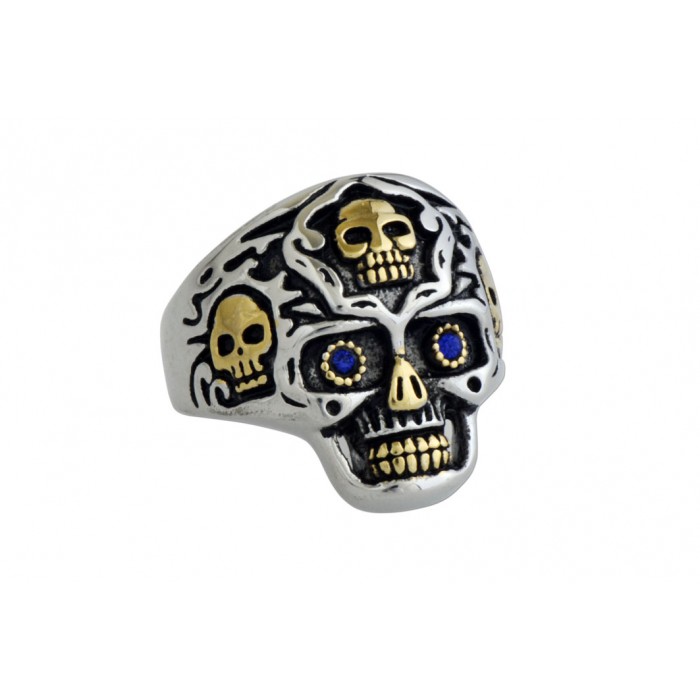 Steel ip gold ring with stone/résine époxy