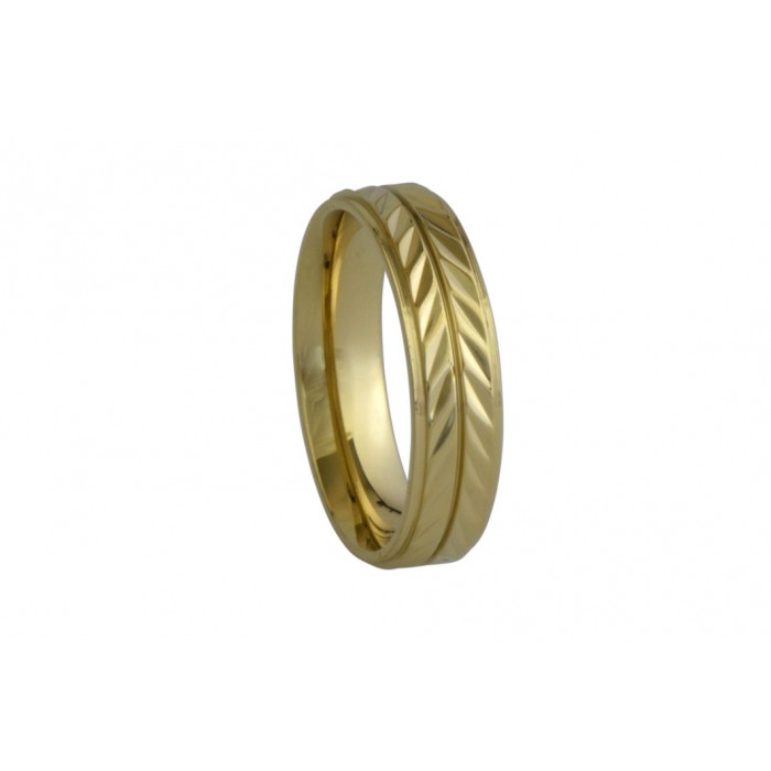 Steel ring/diamond cut/ip gold