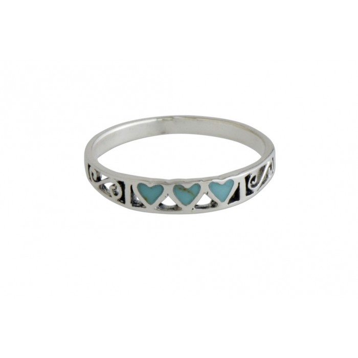 Bague argent pierre/turquoise coeur