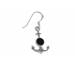 Boucle d'oreille argent pierre pendante/ancre