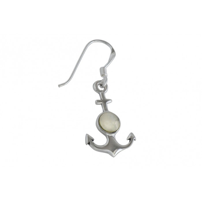 Boucle d'oreille argent pierre pendante/ancre