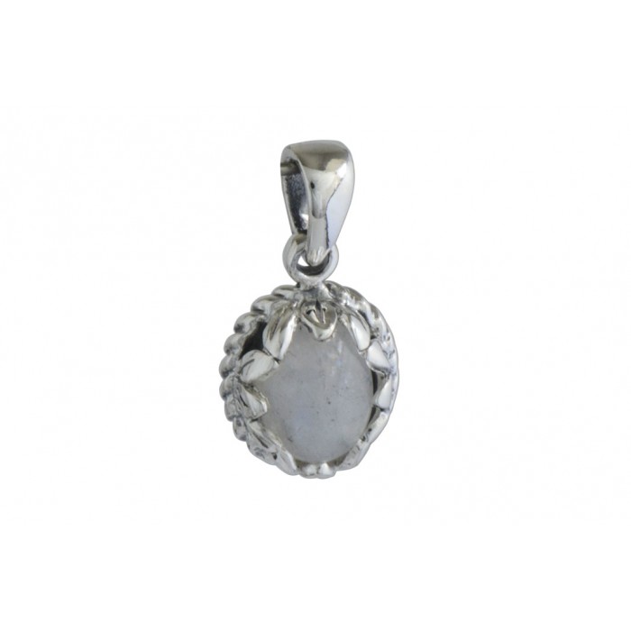 Pendentif argent pierre feuille ovale