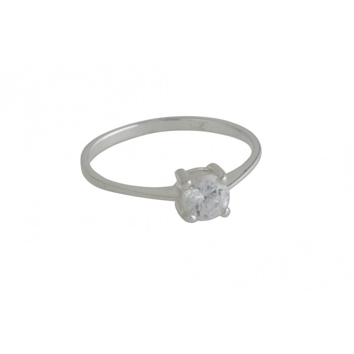 Bague argent pierre/white cz 5mm