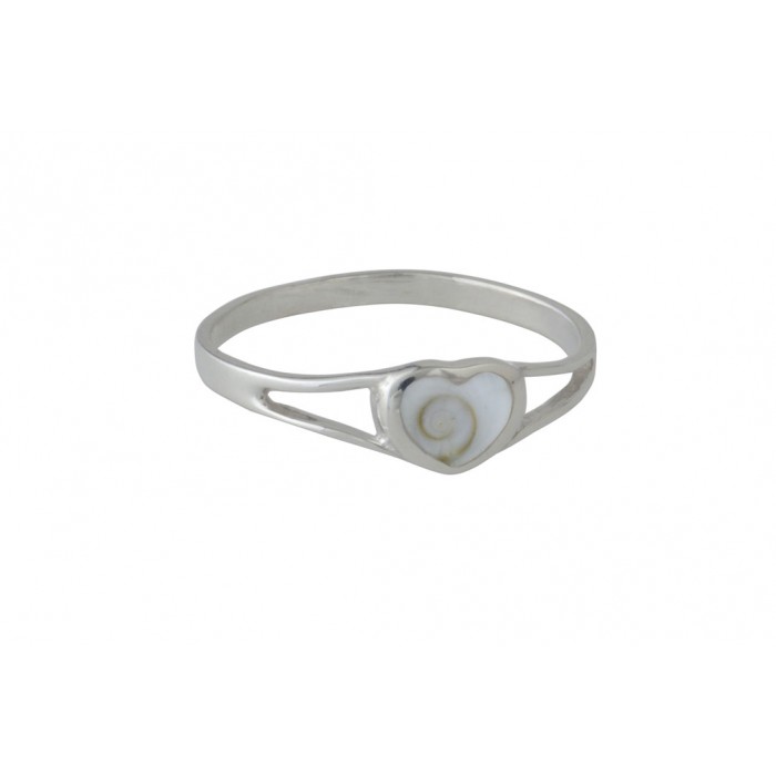 Bague argent pierre/shiva shell coeur
