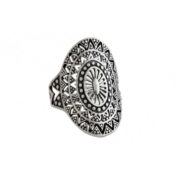Bague En Argent Avec Décor Ethnique - Style Bohème - Occasion
