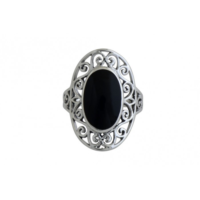 Bague argent pierre onyx résine époxy
