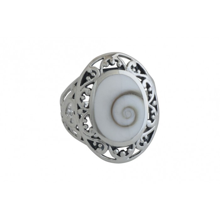 Bague argent pierre/shiva shell