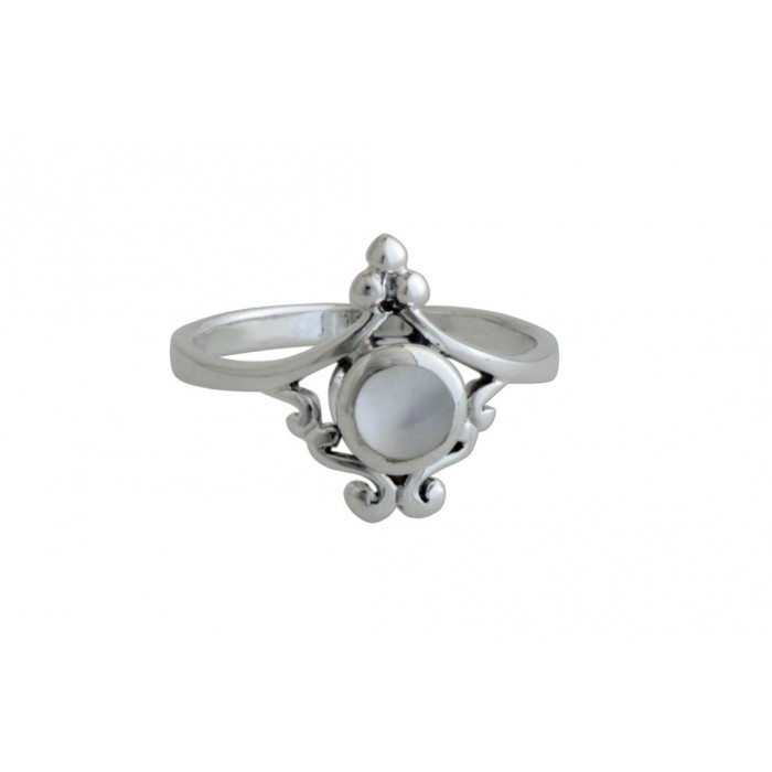 Bague argent pierre nacre résine époxy