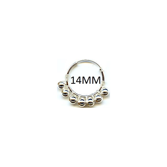 Boucle d'oreille argent créole 7billes