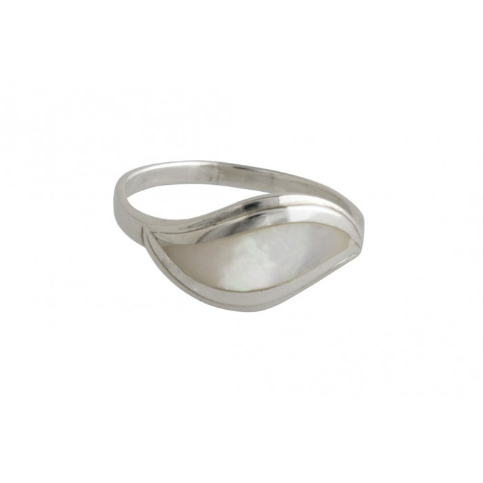 Bague argent pierre/nacre vague