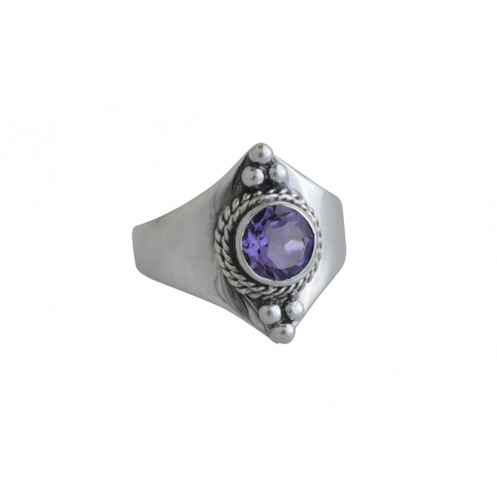 Bague argent pierre améthyste facettée