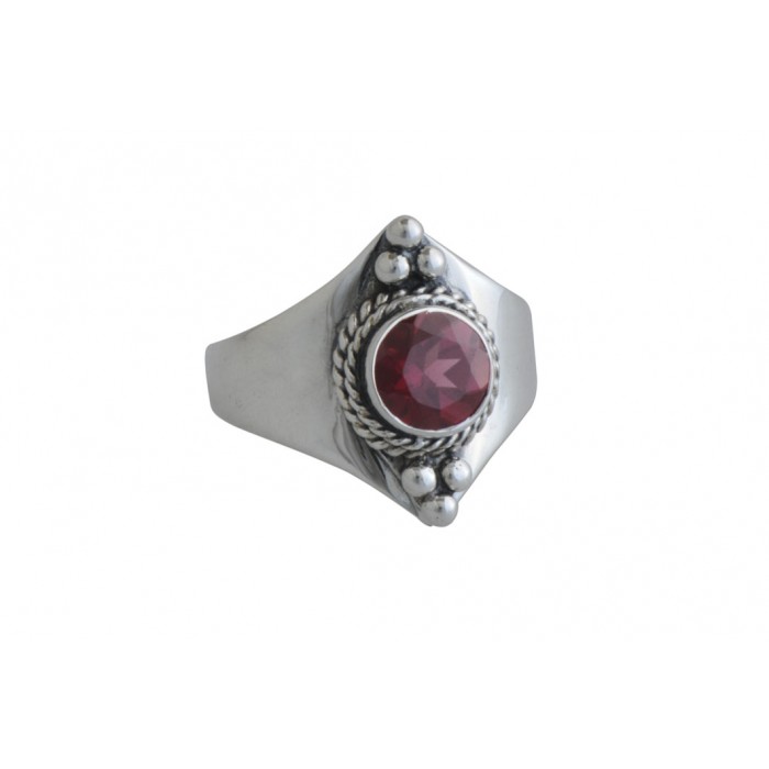 Bague argent pierre grenat facettée