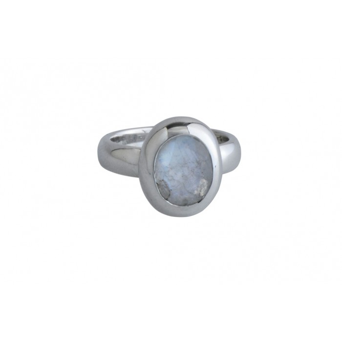 Bague argent pierre pierre de lune facettée