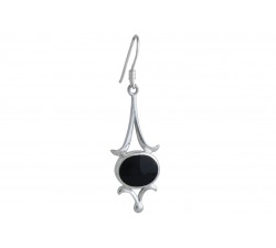 Boucle d'oreille argent pierre/pendante + résine époxy