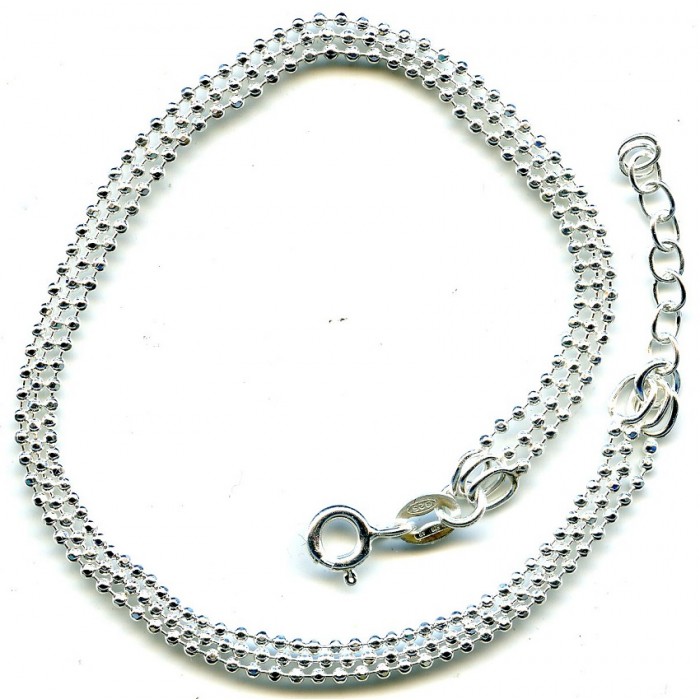 Bracelet Vintage 3 Rangs Cristaux Taillés - Couleur Argent - Occasion Bon état
