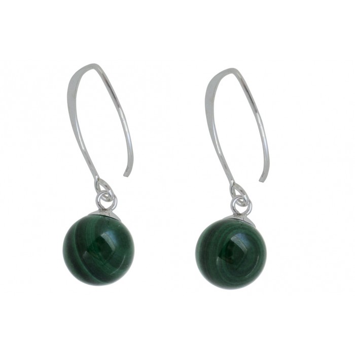 Boucle d'oreille argent pierre/pendante malachite