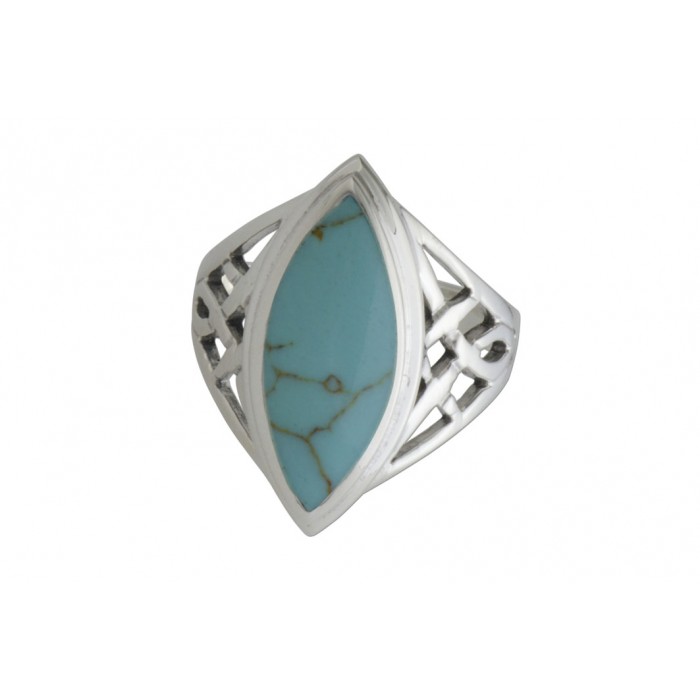 Bague argent pierre turquoise+résine époxy