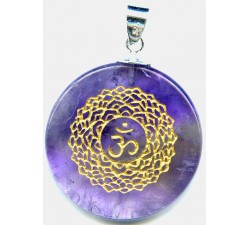 Pendentif argent pierre/chakra couronne/améthyste
