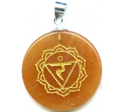 Pendentif argent pierre/chakra du plexus solaire/jade