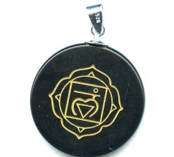 Pendantif argent pierre/chakra racine/obsidienne