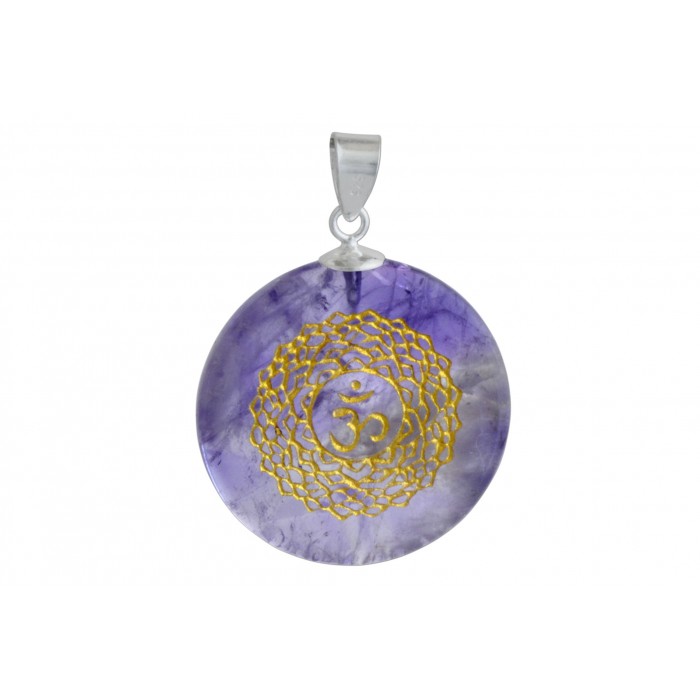 Pendentif argent pierre/chakra couronne/améthyste