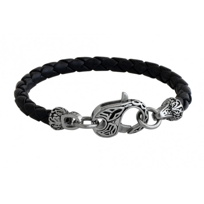 Steel leather bracelet/5mm
