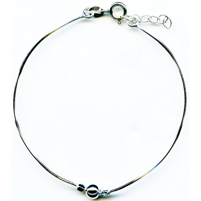 Bracelet argent serpent carré + bille lisse